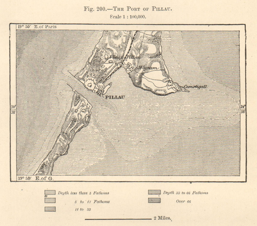 Pillau / Baltiysk. Russian Kaliningrad exclave. Vistula Spit. Sketch map 1885